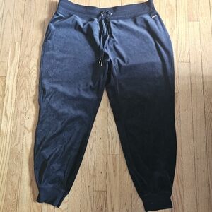Calvin Klein Velvet Velour Sweatpants Joggers Black Gold Hardware Plus Sz 2x